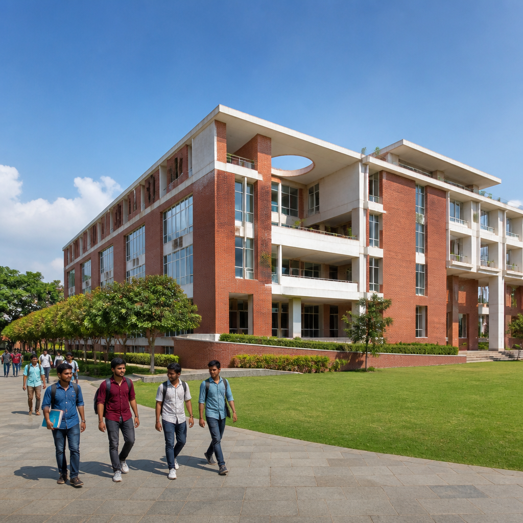 Modern private university campus building in India