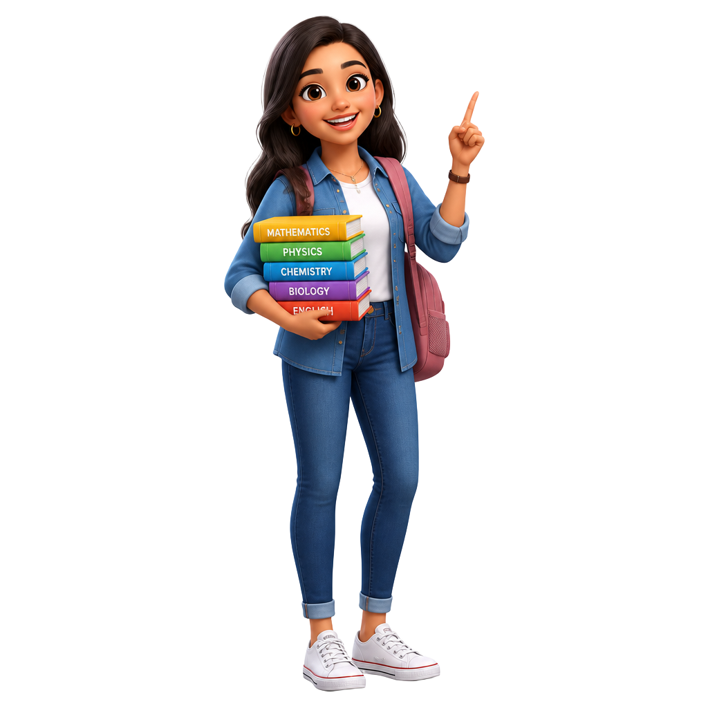 Cheerful student holding subject books